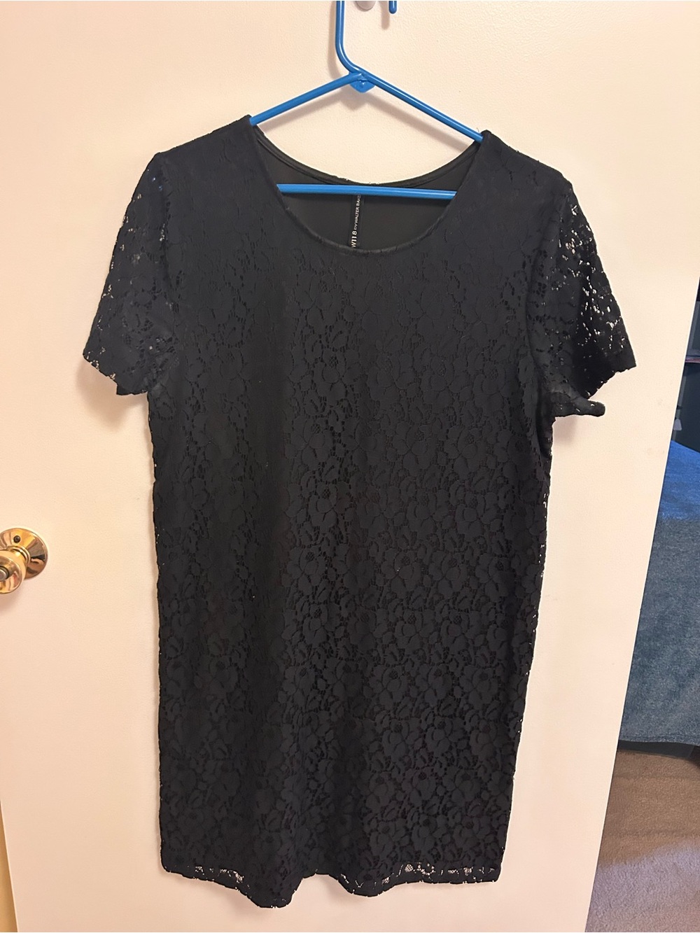 W118 by Walter Baker Black Lace Short Sleeve Shift Dress